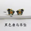 Colgante de Caballo Dinastía Tang Oro Antiguo Color Esmalte Nuevo Estilo Chino Colgante de Caballo Dinastía Tang El Éxito Está Llegando Pulsera DIY Hecha a Mano Cuentas