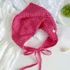 Estilo Pastoral Niña Primavera y Otoño Salida Ins Color Puro Lindo Pañuelo para la Cabeza Bufanda Triangular de Punto Hueco para Mujer Tocados Diarios Modernos