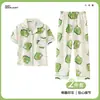 Pijama Infantil Estilo Coreano para Mujer de Manga Corta Imitación Algodón Conjunto de Ropa para Casa Caricatura Cárdigan Pantalones Cortos Pijama de Verano para Niños