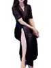 23520 Grande Aimei Yiyuan 2023 Verão Novo Estilo Socialite Manga Curta Lasser Vestido Longo Ajustado Emagrecedor Feminino