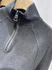 Suéter de terciopelo cepillado de doble cara de tiro real, cuello semiabierto, forro polar, grueso, cálido, cuello alto, abrigo con cremallera para mujer
