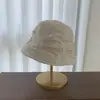 Sombrero de Pescador Plisado de Lino para Mujer, Sombrero de Sol de Verano, Sombrero de Sol Versátil que Adelgaza la Cara, Sombrero Delgado Transpirable