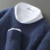 Suéter de lana pura con cuello redondo grueso para hombre, suéter holgado de cachemira, suéter básico informal, otoño e invierno, nuevo