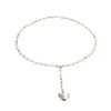 Colar Estilo Europeu e Americano para Mulheres, Colar Y de Alto Padrão, Colar com Pingente de Coração Vazado de Strass e Borla, Moderno e Versátil