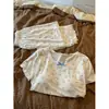 Pijama corto elegante para niña con estampado de conejos, conjunto nuevo de otoño 2026 para mujer con pantalones largos para casa, apto para salir
