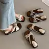Pantuflas de verano para mujer al estilo francés para exteriores 2026 nuevas sandalias versátiles retro coreanas con lazo y suela gruesa