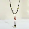 Colar de Cerâmica Estilo Étnico Retrô Acessórios Corrente para Suéter Feminino Tricotado à Mão Luxo Acessível Joias de Alta Qualidade Design de Nicho