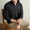 Suéter de Punto para Hombre 2026 Otoño/Invierno Media Cremallera Cuello Alto Suéter Pulóver Estilo Old Money Casual de Cuello Alto Suéter Grueso