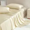 2026 Novo Estilo Seda de Gelo Lavada Estilo Luxo Leve Lençol de Cama Peça Única Série de Lençóis de Seda de Gelo Lavada Dois