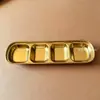 Prato de Condimento Coreano Prato Dourado para Molho Aço Inoxidável 304 Compartimento Duplo Compartimento Triplo Molho para Hot Pot Prato para Kimchi Utensílios de Mesa para Churrasco