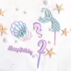 Viento Marino Ins Transfronterizo Viento Marino Decoración Acrílica para Pastel DIY Concha Cola de Pez Caballito de Mar Enchufe Digital para Pastel de Cumpleaños
