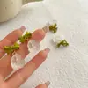 Pendientes Verdes Frescos y Sencillos para Mujer, Diseño Único, Pendientes Minimalistas con un Toque de Lujo, Pendientes Estilo Té de Principios de Primavera al por Mayor