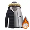 Jaqueta de algodão masculina com capuz e forro de fleece, casaco de inverno quente, casaco de algodão masculino de corte solto, casaco de algodão tamanho grande, suporta impressão, em estoque