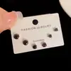 Moda de Nicho Simple Cuadrado Redondo Tres Piezas Aretes de Botón Diseño Único Versátiles Aretes Pequeños Venta al por Mayor