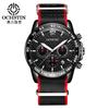 OCHSTIN Moda Nuevo Reloj Casual Cuero Genuino Moda Lona Reloj Hombre Estudiante Reloj Impermeable 6117A