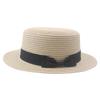 Sombrero de paja estilo coreano de verano bombín pequeño bombín moderno para mujer bombín fresco británico pimiento pequeño lazo copa plana sombrero de sol a prueba de sol para playa