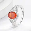 Venta caliente de transmisión en vivo: Anillo de Vid de Diamante de Alto Carbono Súper Brillante para Mujer con Corte Flor de Hielo Forma de Huevo de Paloma, Anillo con Forma de Huevo Chapado en Oro Real
