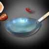 Sartén de Hierro Azul Estilo Tradicional para Uso Doméstico, Sin Recubrimiento, Antiadherente, Sartén de Fondo Redondo, Sartén de Hierro Entero del Fabricante con Mango de Madera para Cocinar