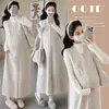 Vestido chaleco de otoño estilo coreano, suave para maternidad, sin mangas con encaje calado, ajuste ceñido elástico con capa interior de manga larga
