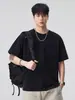Ropa para Hombre Fengshe / Asut Camiseta de Manga Corta Lavada Estilo Americano con Bolsillo en el Pecho Estampada Peso Pesado 320g Corte Holgado para Hombre
