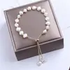 Pulsera de Perlas Imitación Estilo Dama Elegante Moda Fragancia Pequeña Retro Francesa Pulsera Ajustable de Perlas Redondas con Perlas