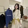 Cardigan de tricô aberto cinza estilo coreano com gola alta, macio e confortável, para mulheres, jaqueta suéter de manga comprida para outono, top curto
