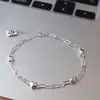 Pulseira Geométrica de Coração em Prata Esterlina S925 para Mulheres, Estilo Ins de Alta Qualidade, Pulseira Versátil, Nova Joia para Atacado
