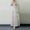 Suministro transfronterizo de invierno estilo nacional ropa de mujer cuello redondo vestido de gran vuelo fabricante estación independiente de Amazon ebay