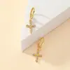 Celebridad de Internet Estilo Frío Ins Pendientes de Cruz Incrustados de Diamantes para Mujer Estilo Coreano Elegantes Modernos Simples Compactos Pendientes para el Trabajo
