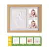Bebé Cien Días de Edad Huella de Mano y Pie Hueco Marco de Fotos DIY Huella de Pata de Mascota Conmemorativa Almohadilla de Tinta para Mano y Pie de Bebé como recuerdo