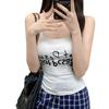 Estilo americano Spice Girl Vintage Carta Impresso Sling Vest com Almofada no Peito Colete Pequeno Feminino Slim-fit Emagrecimento All-match