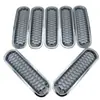 Adecuado para modificación de parrilla delantera Jeep Wrangler 07-15, Anillo de parrilla, Red a prueba de insectos para cofre, Estilo panal, Electrochapado