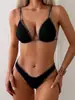 Traje de Baño Bikini de Tres Piezas Popular en Europa y América Moda Sexy con Cuello Halter Chica Atrevida Traje de Baño de Dos Piezas para Mujer En Stock Venta al por Mayor