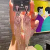 Brincos de Corrente Longa com Garras Exageradas Elegantes de Prata S925 com Strass para Mulheres Brincos com Franjas de Diamante Colorido Europeus e Americanos Brincos da Moda