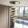 Villa sala de estar techos altos lámpara de araña grande lámpara de cristal luz de diseñador lujo artístico escalera hueca loft dúplex lámpara de araña