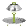 Acero inoxidable retráctil plegable vaporera plato de fruta de loto bolsa para vaporera escurridor para vaporera en stock