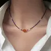 Collar de Cuentas de Lapislázuli Natural Ultra Fino para Mujer, Estilo de Nicho de Lujo Ligero, Gargantilla Cadena para Clavícula Azul Apilable
