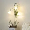 Luminária de Parede para Corredor de Sala de Estar Cor Creme Estilo Pastoral Francês, Luminária de Flor de Lírio-do-Vale Vintage para Cabeceira de Quarto