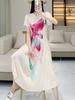 Miyake 2024 Verano Estilo Coreano De Alta Gama De Moda Plisado Estampado De Capullos De Flores Elegante Vestido Elástico Para Mujer