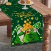 Calle Popular de Temu. Mantel de Mesa de Patrick con Estampado de Tréboles y Enanos, Material de Lino, Mantel Decorativo para Fiesta de Primavera