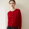 Nuevo cárdigan de punto 100% cachemira pura para mujer, cuello redondo, color liso, abrigo de punto, suéter exterior suelto y sencillo para otoño e invierno