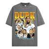 Camiseta de manga corta lavada con estampado de Lil Durk, estilo americano transfronterizo, cuello redondo y manga larga con capucha para hombre