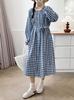 Vestido de Encaje Dulce con Cuello Redondo y Falda Larga, Cardigan Femenino con Falda, Vestido a Cuadros con Cordones, Novedad Primavera y Otoño 2025