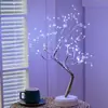 Lámpara de Mesa Forma de Bonsái de Escritorio Luz de Noche LED de Escritorio Árbol de Hierro Rama Plateada Hoja Dorada Estrella Árbol de Navidad