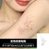 Adesivo de tatuagem com padrão de borboleta rosa e contornos dourados, design floral e de borboleta, adequado para clavícula e parte superior do braço, cria uma atmosfera suave, adesivo de tatuagem à prova d'água