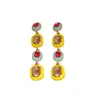 Aretes Cuadrados Geométricos de Plata con Goteo de Diamante Collar Dopamina Versátil Temperamento Nicho Traje de Alta Gama