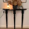 Xiaohongshu Mesa de Exhibición de Entrada de Madera Maciza Curva de Lujo Sólido para Pasillo Moderno para Uso Doméstico en la Sala de Estar Contra la Pared, Diseño Negro Simple