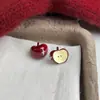 Aretes de Fuegos Artificiales Rojos Ankora, Aretes con Forma de Corazón de Esmalte Goteante Borgoña Estilo Palacio, Aretes de Tachuela de Zirconia de Lujo Ligero de Nicho de Gama Alta