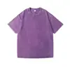 Camiseta Unisex Vintage Lavada Gola Redonda 230g Algodão Penteado Retro Solta Casual Ombro Caído Top de Verão Camiseta Transfronteiriça