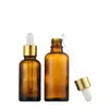 Em estoque, à prova de luz, frascos de âmbar de 5ml e 10ml para óleos essenciais, frascos conta-gotas de vidro, frascos dosadores cosméticos, pequenos frascos de âmbar vazios